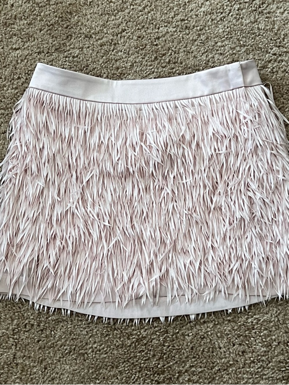 Express Fringe Trim Mini Skirt in Blush Pink- 28” Waist - Picture 6 of 7